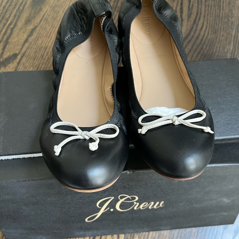 NEW: J.Crew Ava Black Ballet Flats. Size 7 NWT.